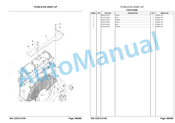 Komatsu PC400SE-8R, PC400LCSE-8R Hydraulic Excavator Parts Manual LEPBP40804-2