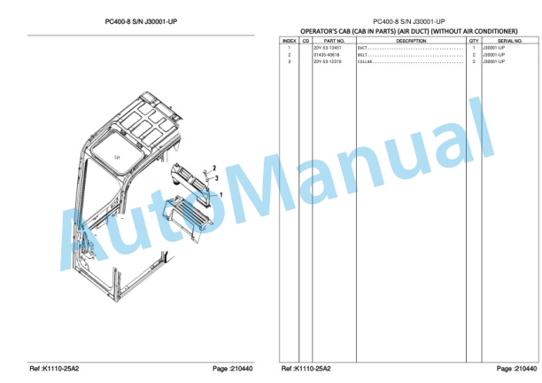 Komatsu PC400SE-8R, PC400LCSE-8R Hydraulic Excavator Parts Manual LEPBP40804-3