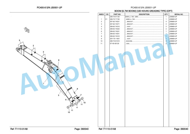 Komatsu PC400SE-8R, PC400LCSE-8R Hydraulic Excavator Parts Manual LEPBP40804-4