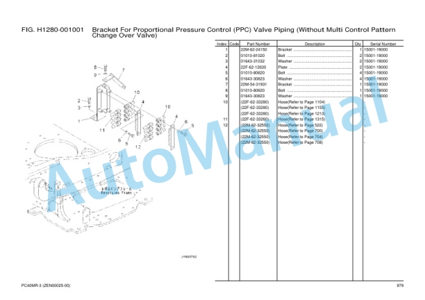 Komatsu PC40MR-3, 4D88E-6 Parts Manual ZEN00025-00-3
