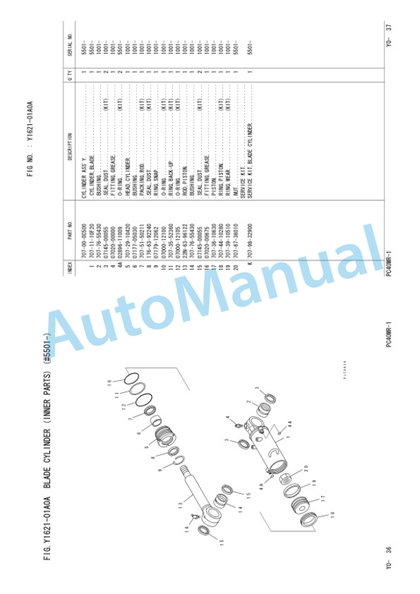 Komatsu PC40MRX-1 Hydraulic Excavator Parts Manual PEPB056106-5