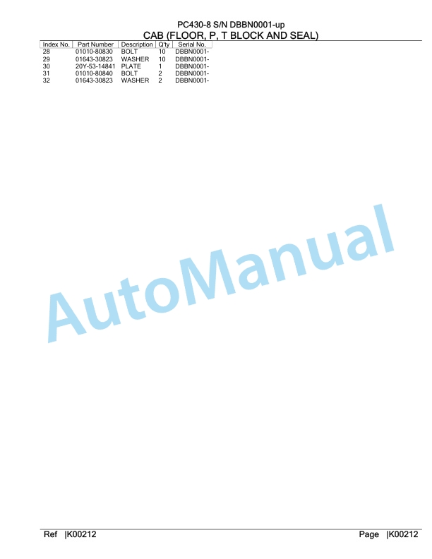 Komatsu PC430-8 Hydraulic Excavator Parts Manual DBBN0001-up-4