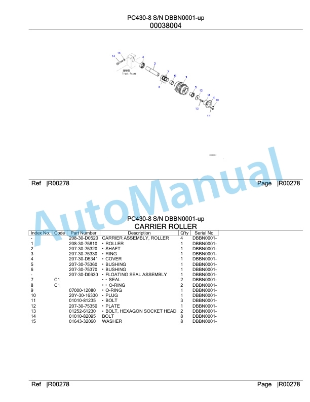 Komatsu PC430-8 Hydraulic Excavator Parts Manual DBBN0001-up-5