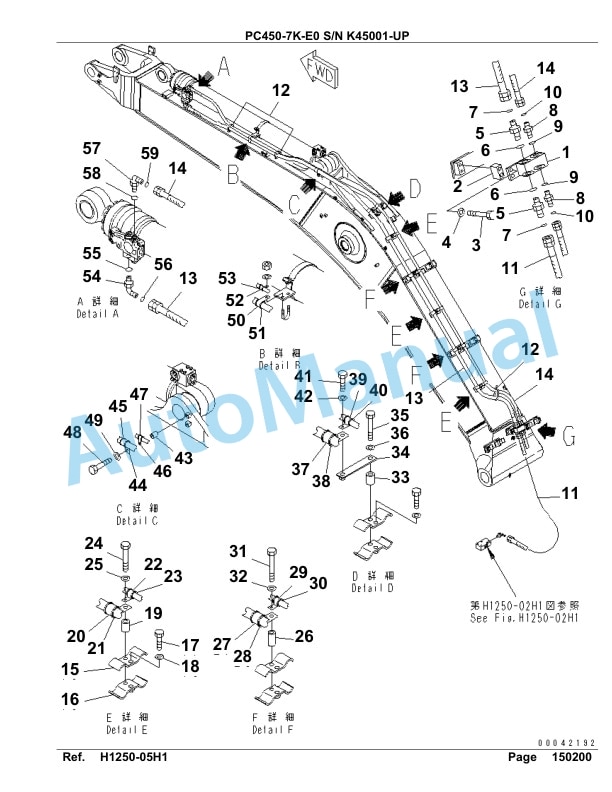 Komatsu PC450-7K-E0 Hydraulic Excavator Parts Manual K45001-UP-2