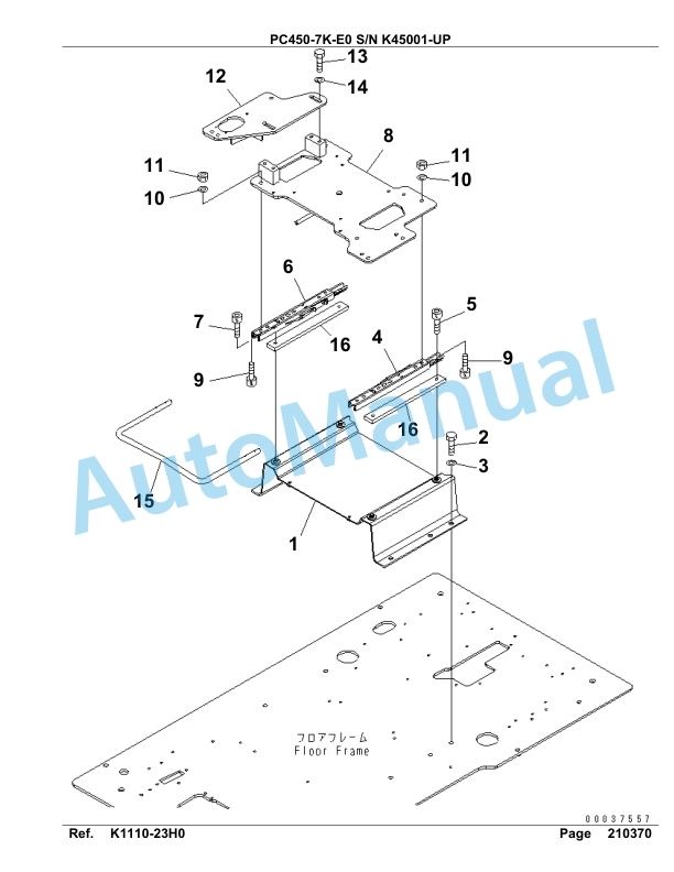 Komatsu PC450-7K-E0 Hydraulic Excavator Parts Manual K45001-UP-3
