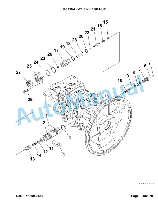 Komatsu PC450-7K-E0 Hydraulic Excavator Parts Manual K45001-UP-5