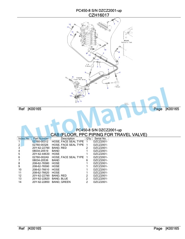 Komatsu PC450-8 Hydraulic Excavator Parts Manual DZCZ2001-UP-4
