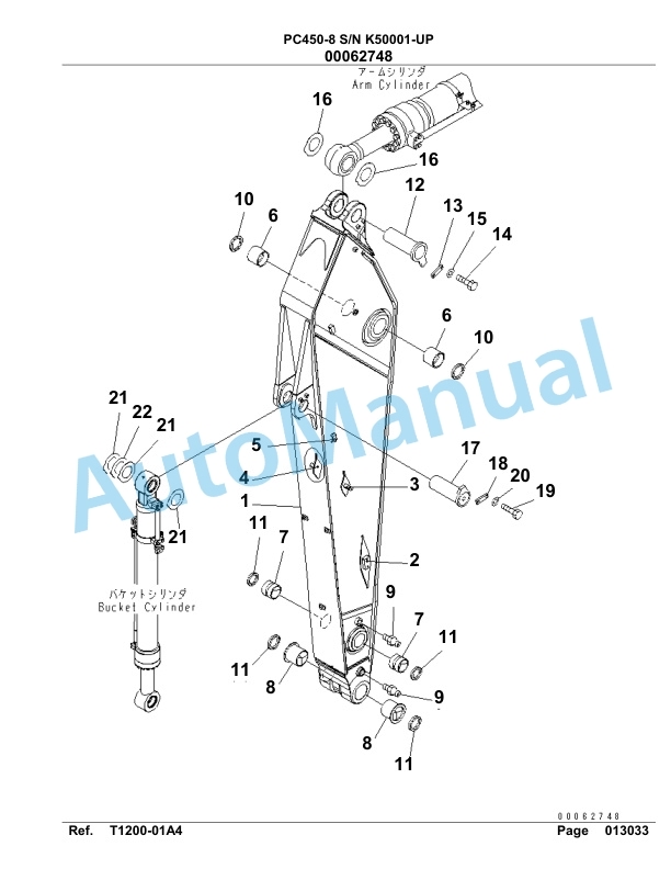 Komatsu PC450-8 Hydraulic Excavator Parts Manual SAA6D1NU-4