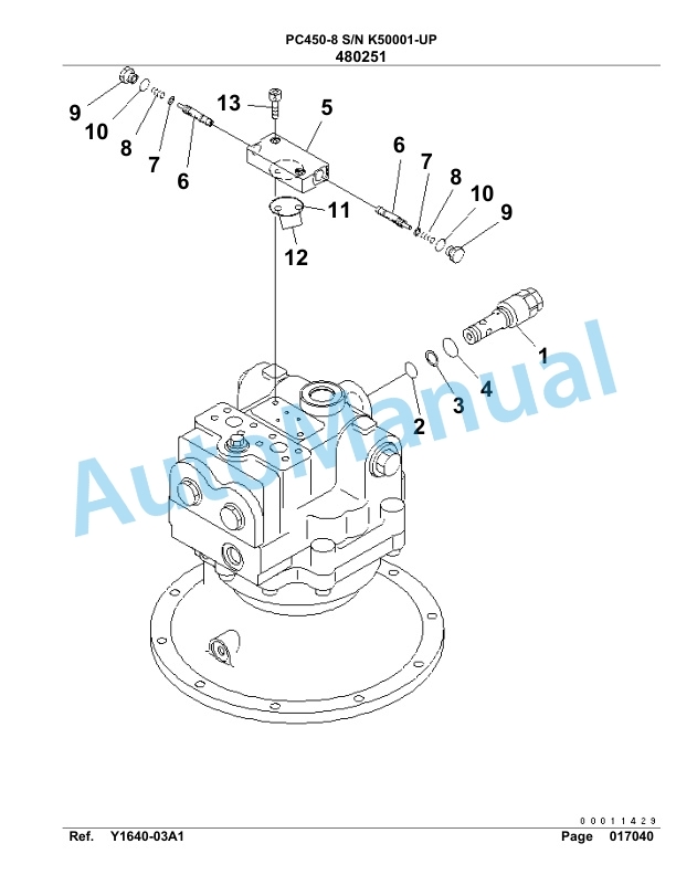 Komatsu PC450-8 Hydraulic Excavator Parts Manual SAA6D1NU-5