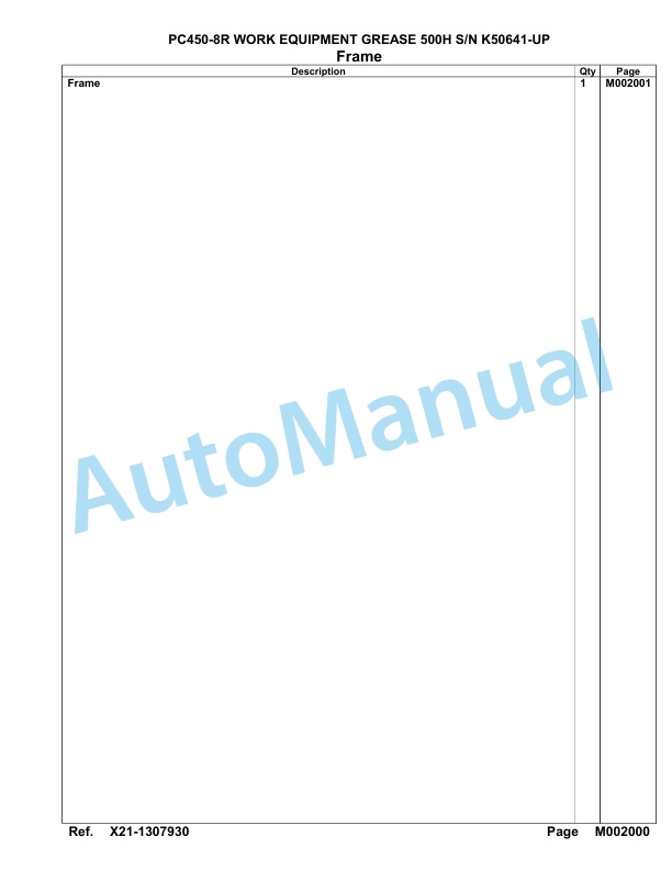 Komatsu PC450-8R Work Equipment Grease 500H Hydraulic Excavator Parts Manual PC00056U-4