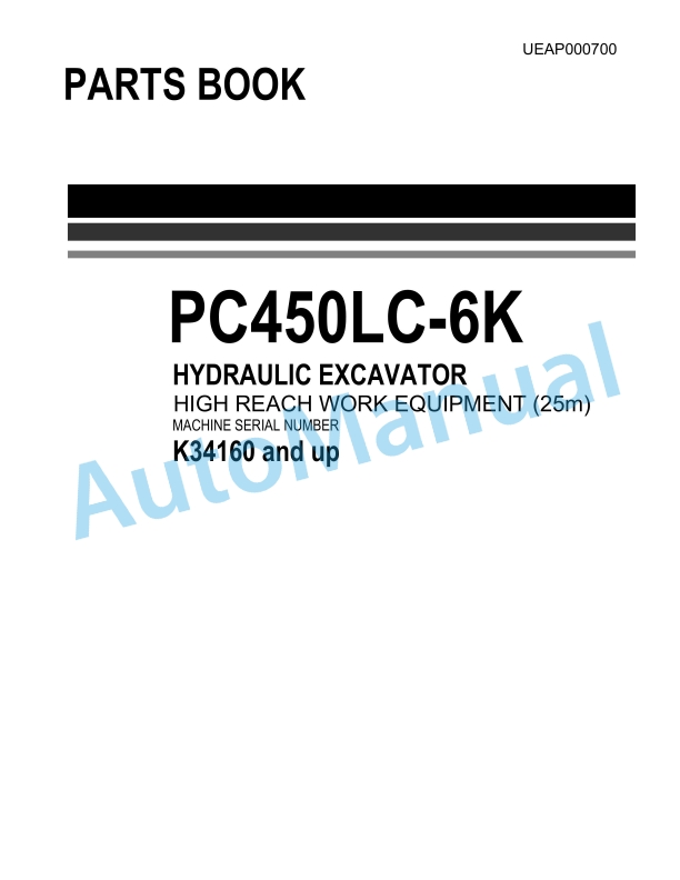 Komatsu PC450LC-6K Hydraulic Excavator Parts Manual UEAP000700