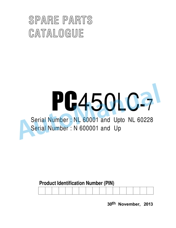 Komatsu PC450LC-7 Parts Manual KIPLINDPRBA0008