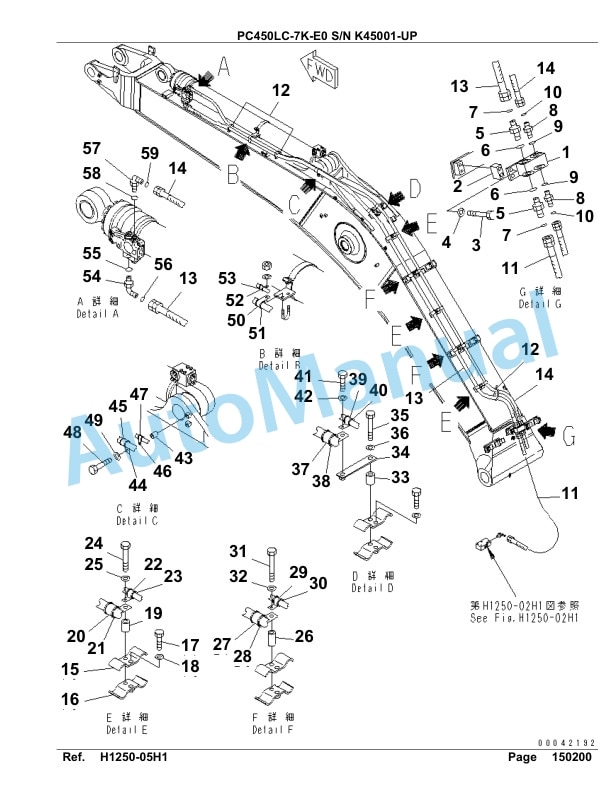 Komatsu PC450LC-7K-E0 Hydraulic Excavator Parts Manual K45001-UP-2