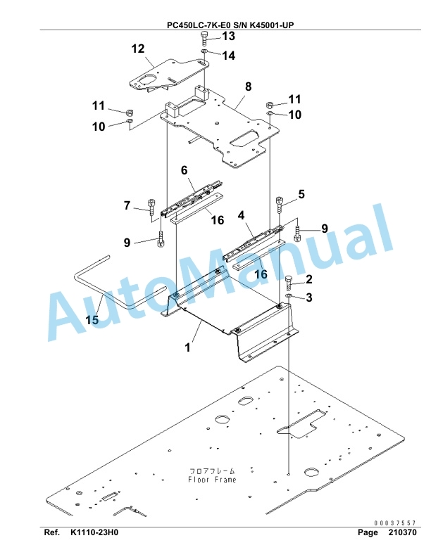 Komatsu PC450LC-7K-E0 Hydraulic Excavator Parts Manual K45001-UP-3