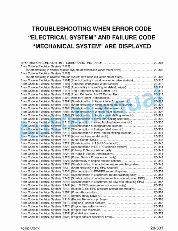Komatsu PC450LC-7K Troubleshooting Wiring Diagrams Manual