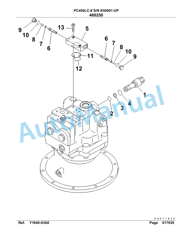 Komatsu PC450LC-8 Hydraulic Excavator Parts Manual SAA6D1NU-5