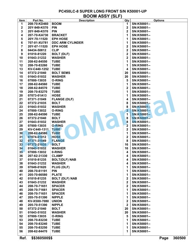 Komatsu PC450LC-8 Super Long Front Hydraulic Excavator Parts Manual K50001-up-4
