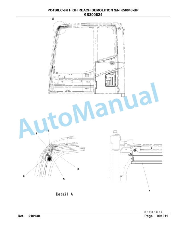 Komatsu PC450LC-8K High Reach Demolition Hydraulic Excavator Parts Manual K50048-up-2