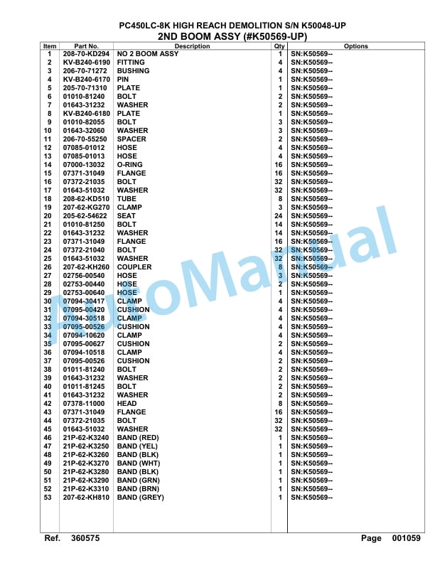 Komatsu PC450LC-8K High Reach Demolition Hydraulic Excavator Parts Manual K50048-up-4