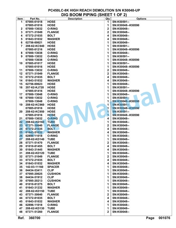 Komatsu PC450LC-8K High Reach Demolition Hydraulic Excavator Parts Manual K50048-up-5
