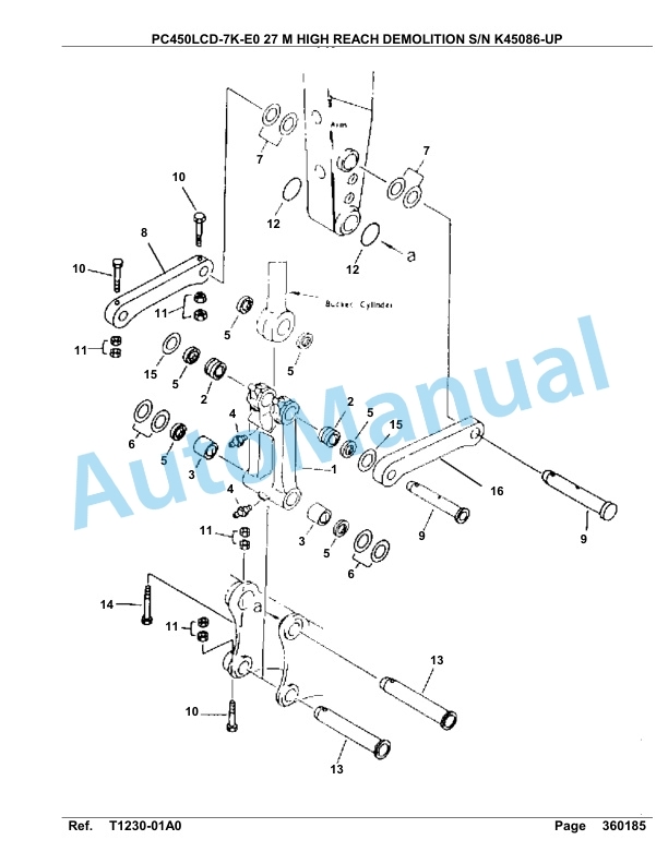 Komatsu PC450LCD-7K-E0 27M High Reach Demolition Hydraulic Excavator Parts Manual K45086-UP-5