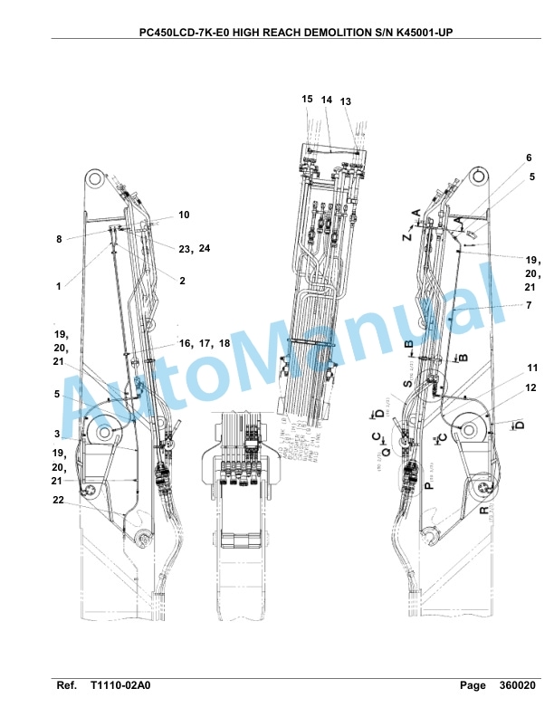 Komatsu PC450LCD-7K-E0 High Reach Demolition Hydraulic Excavator Parts Manual K45001-UP-4