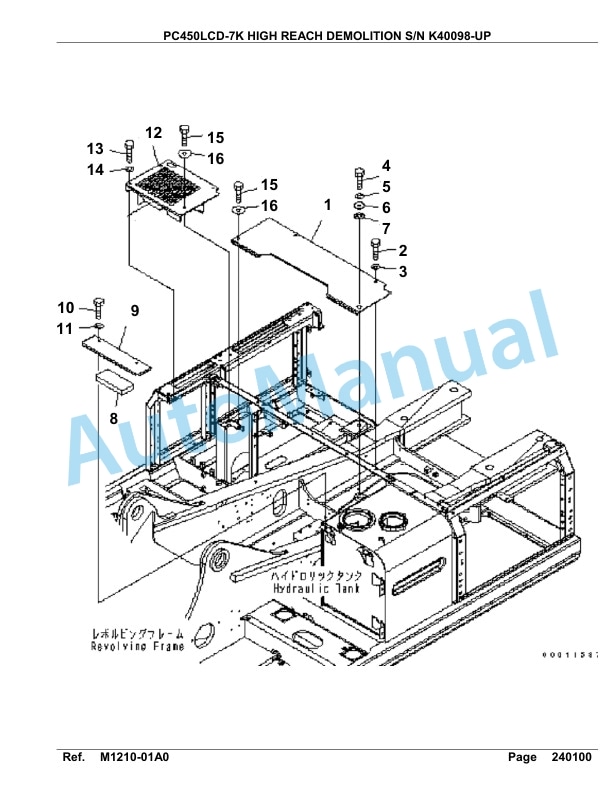 Komatsu PC450LCD-7K High Reach Demolition Hydraulic Excavator Parts Manual K40098-UP-3