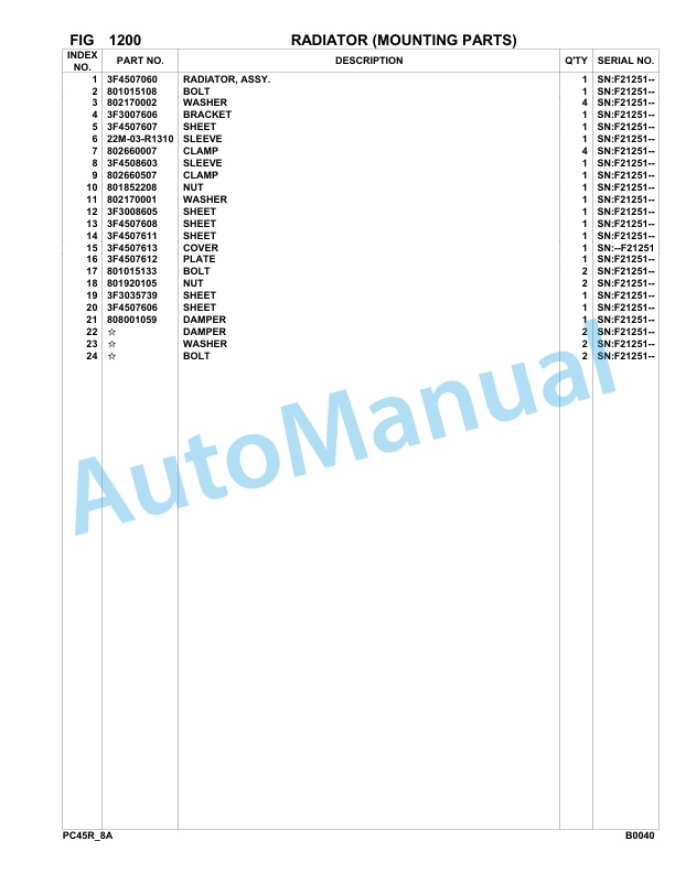 Komatsu PC45R-8 Hydraulic Excavator Parts Manual F21251-up-2