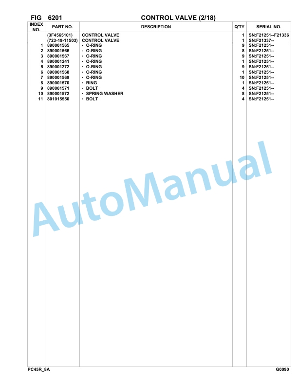 Komatsu PC45R-8 Hydraulic Excavator Parts Manual F21251-up-4