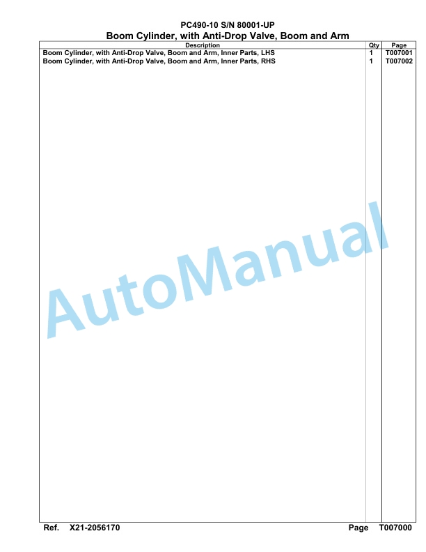 Komatsu PC460-10 Hydraulic Excavator Parts Manual 80001-UP-5