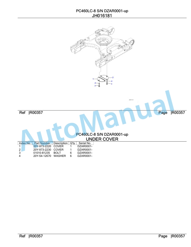 Komatsu PC460LC-8 Hydraulic Excavator Parts Manual DZAR0001-up-5