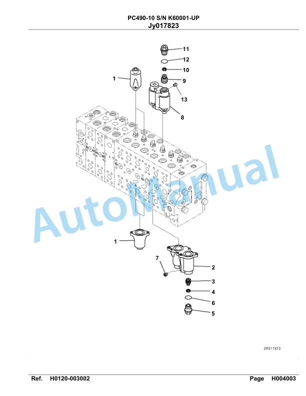 Komatsu PC490-10 Hydraulic Excavator Parts Manual SAA6E6AU-2