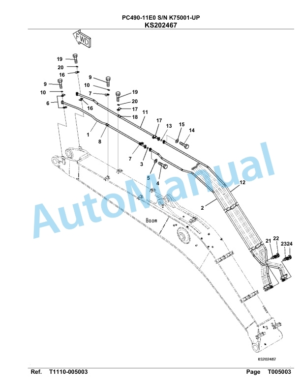 Komatsu PC490-11E0 Hydraulic Excavator Parts Manual PC00058U-5