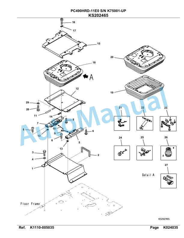 Komatsu PC490HRD-11E0 Hydraulic Excavator Parts Manual PC00058U-4