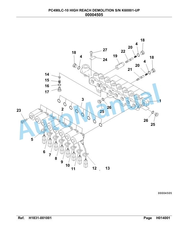 Komatsu PC490LC-10 High Reach Demolition Hydraulic Excavator Parts Manual SAA6E6AU-2