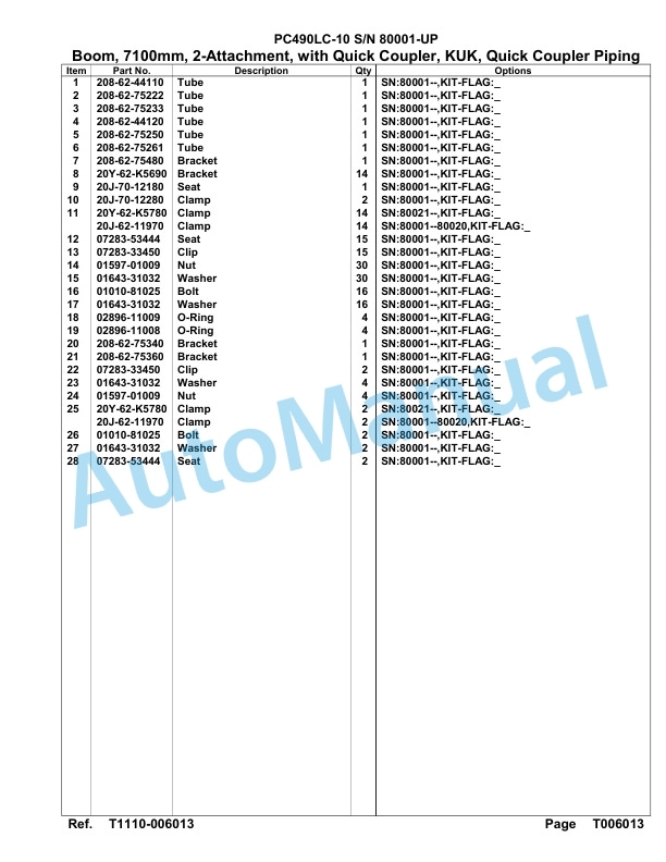 Komatsu PC490LC-10 Hydraulic Excavator Parts Manual 80001-UP-5