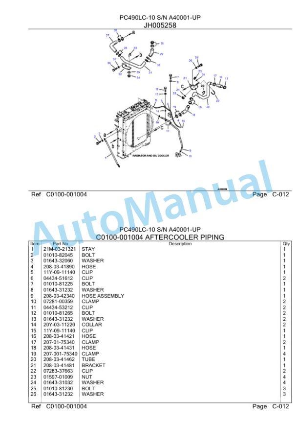 Komatsu PC490LC-10 Hydraulic Excavator Parts Manual A40001-2