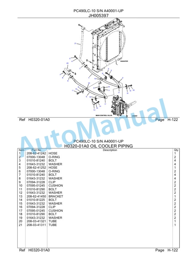Komatsu PC490LC-10 Hydraulic Excavator Parts Manual A40001-3