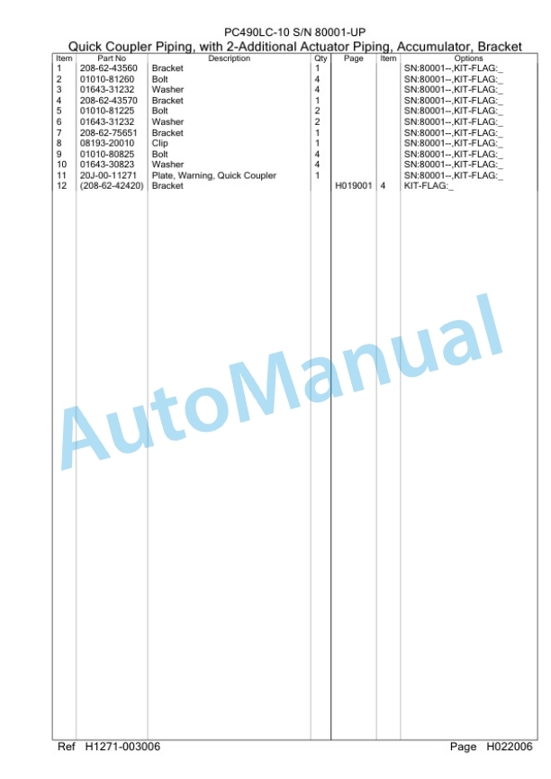 Komatsu PC490LC-10 Hydraulic Excavator Parts Manual PC0000605U-4