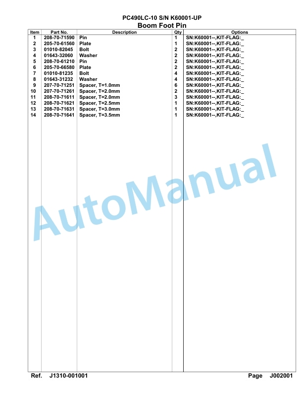 Komatsu PC490LC-10 Hydraulic Excavator Parts Manual SAA6E6AU-3