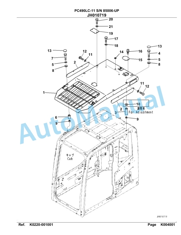 Komatsu PC490LC-11 Hydraulic Excavator Parts Manual 85006-UP-3