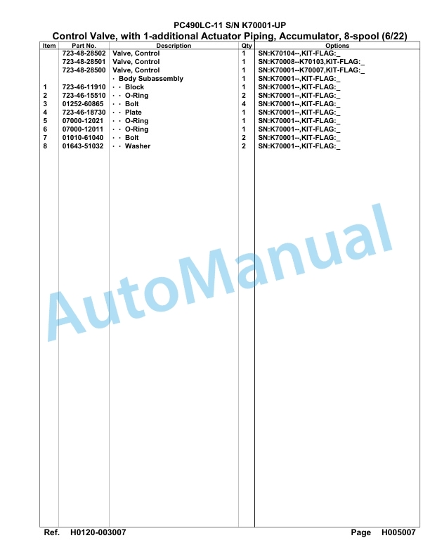 Komatsu PC490LC-11 Hydraulic Excavator Parts Manual K70001-up-2