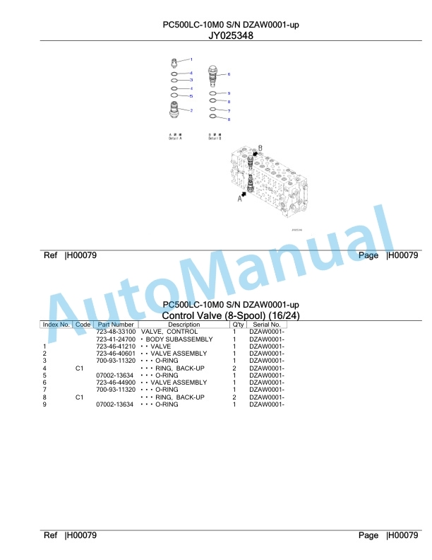 Komatsu PC500LC-10M0 Hydraulic Excavator Parts Manual DZAW0001-UP-2