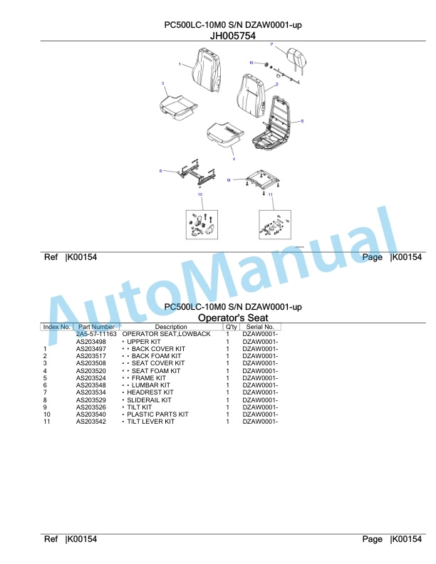 Komatsu PC500LC-10M0 Hydraulic Excavator Parts Manual DZAW0001-UP-3
