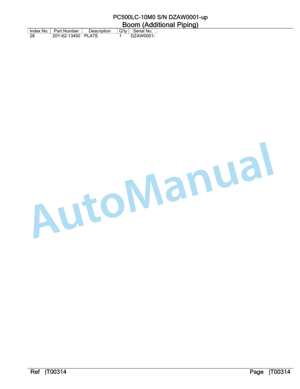 Komatsu PC500LC-10M0 Hydraulic Excavator Parts Manual DZAW0001-UP-5