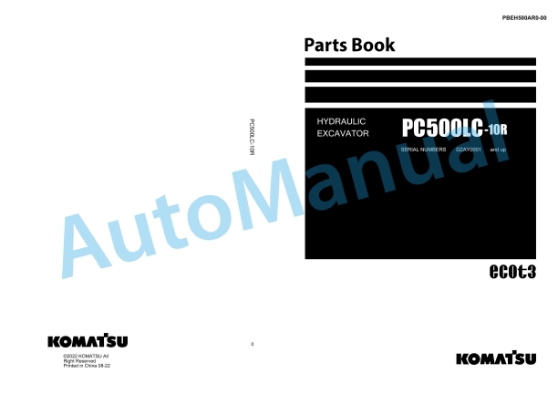 Komatsu PC500LC-10R Hydraulic Excavator Parts Manual PBEH500AR0-00
