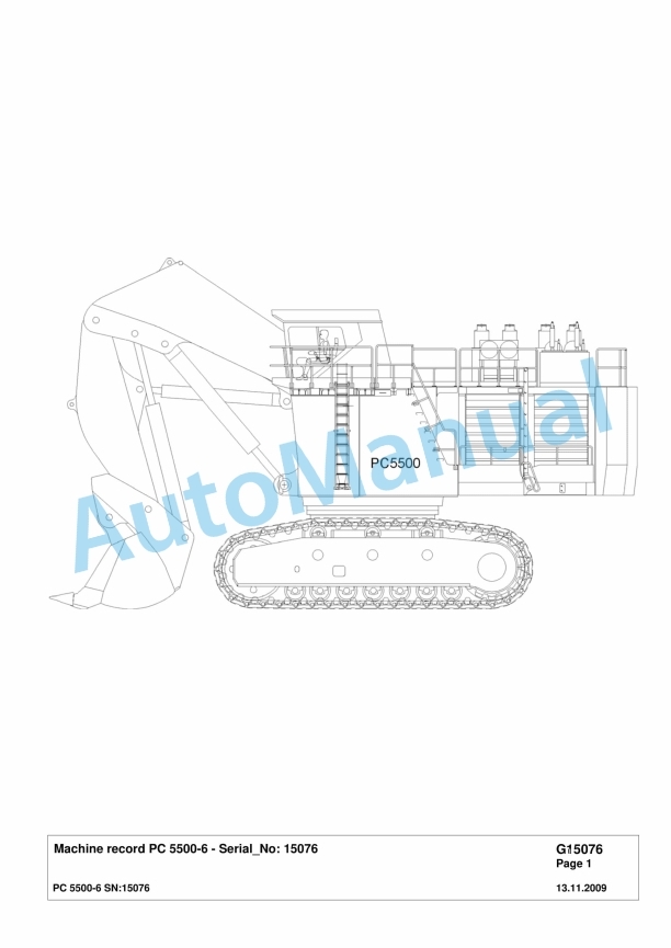 Komatsu PC5500-6 Diesel Hydraulic Excavator Parts Manual G15076