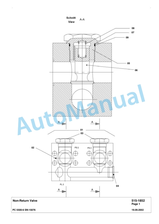 Komatsu PC5500-6 Diesel Hydraulic Excavator Parts Manual G15076-3