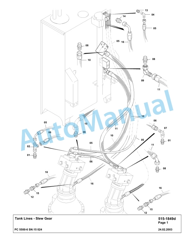 Komatsu PC5500-6 Hydraulic Excavator Parts Manual G15024-3