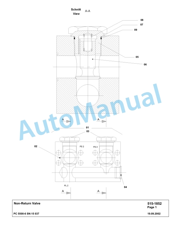 Komatsu PC5500-6 Hydraulic Excavator Parts Manual G15037-3